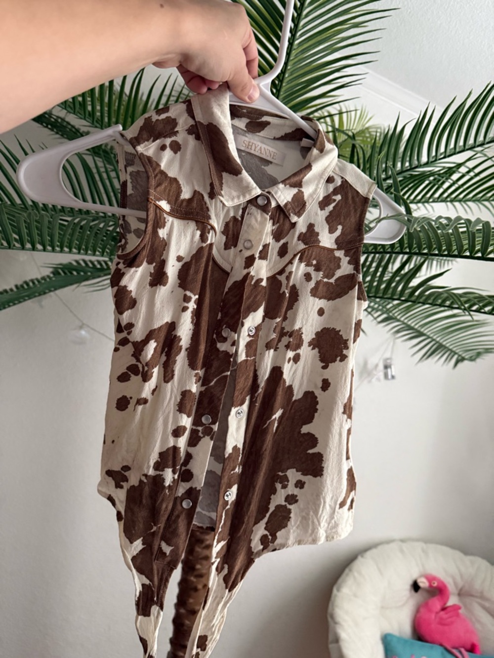 Shyanne Brown & Cream Cow Print Tie-Front Shirt